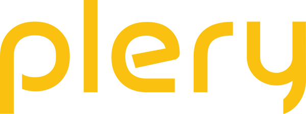 Yellow 'plery' logo on a white background